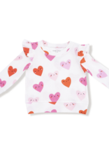 Angel Dear ADS26 Ruffle Sleeve Waffle Top Happy Hearts