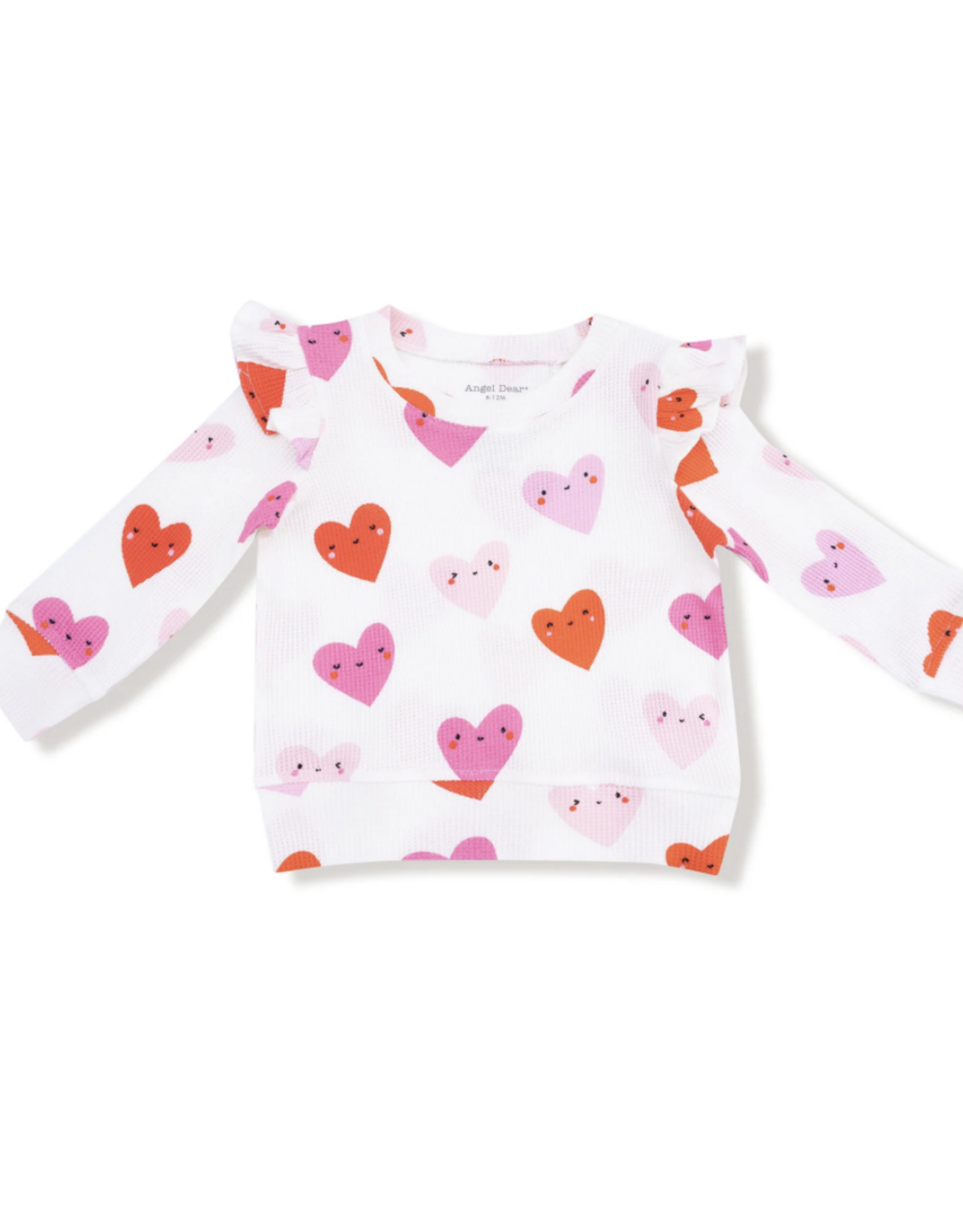 Angel Dear ADS26 Ruffle Sleeve Waffle Top Happy Hearts