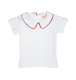 Luigi Short Sleeve Collared Shirt White/Red