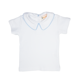 Luigi Short Sleeve Collared Shirt White/Blue