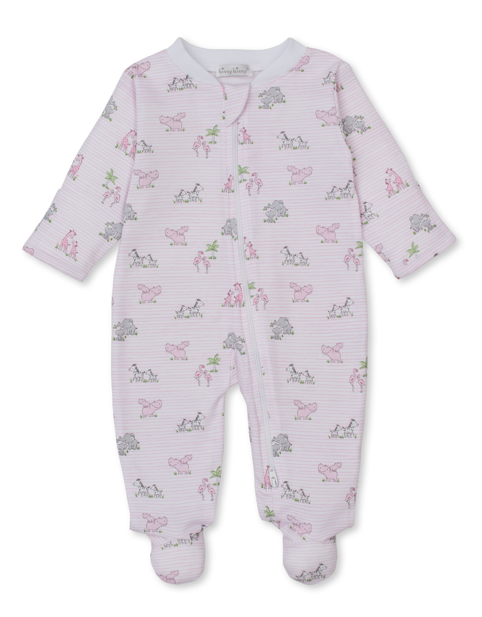 Kissy Kissy Safari Party Zip Footie Pink