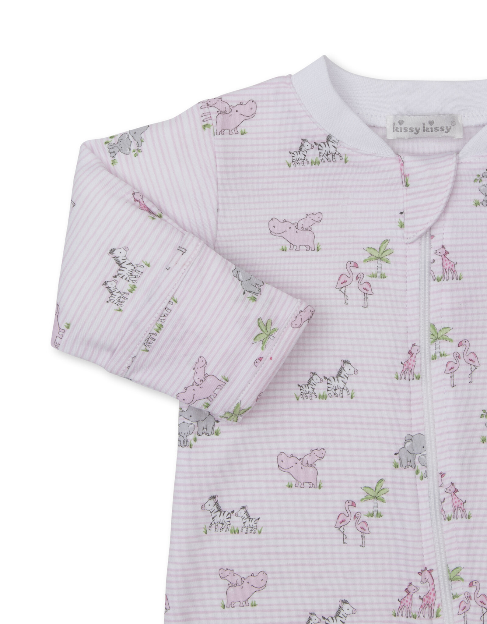 Kissy Kissy Safari Party Zip Footie Pink