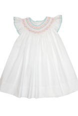 Petit Ami 3-4242 White/Aqua Smocked Dress