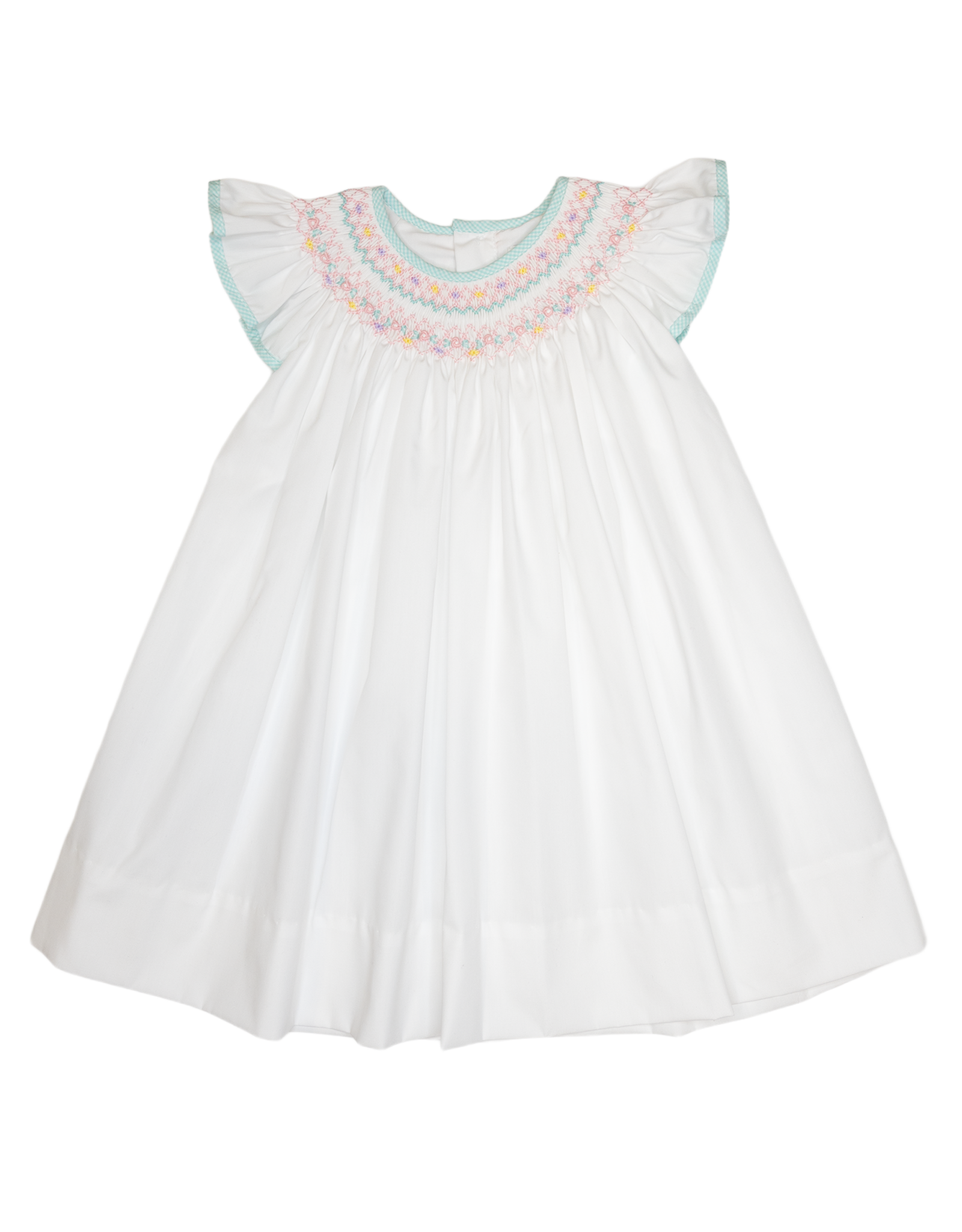 Petit Ami 3-4242 White/Aqua Smocked Dress