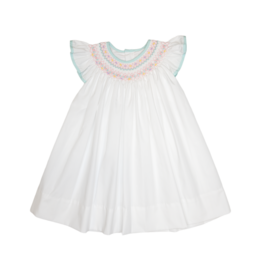 Petit Ami White/Aqua Smocked Dress