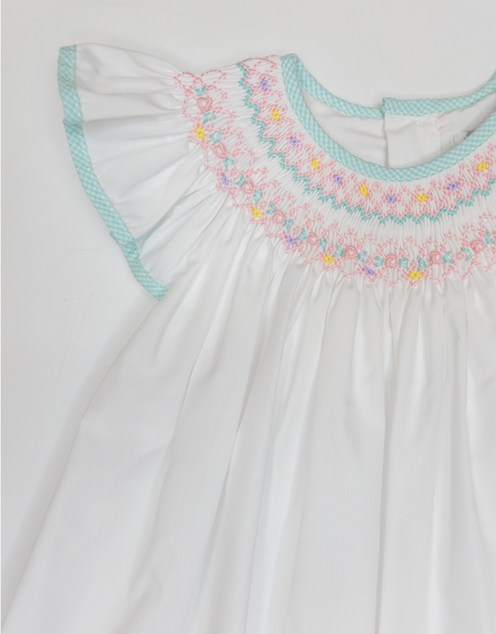 Petit Ami 3-4242 White/Aqua Smocked Dress