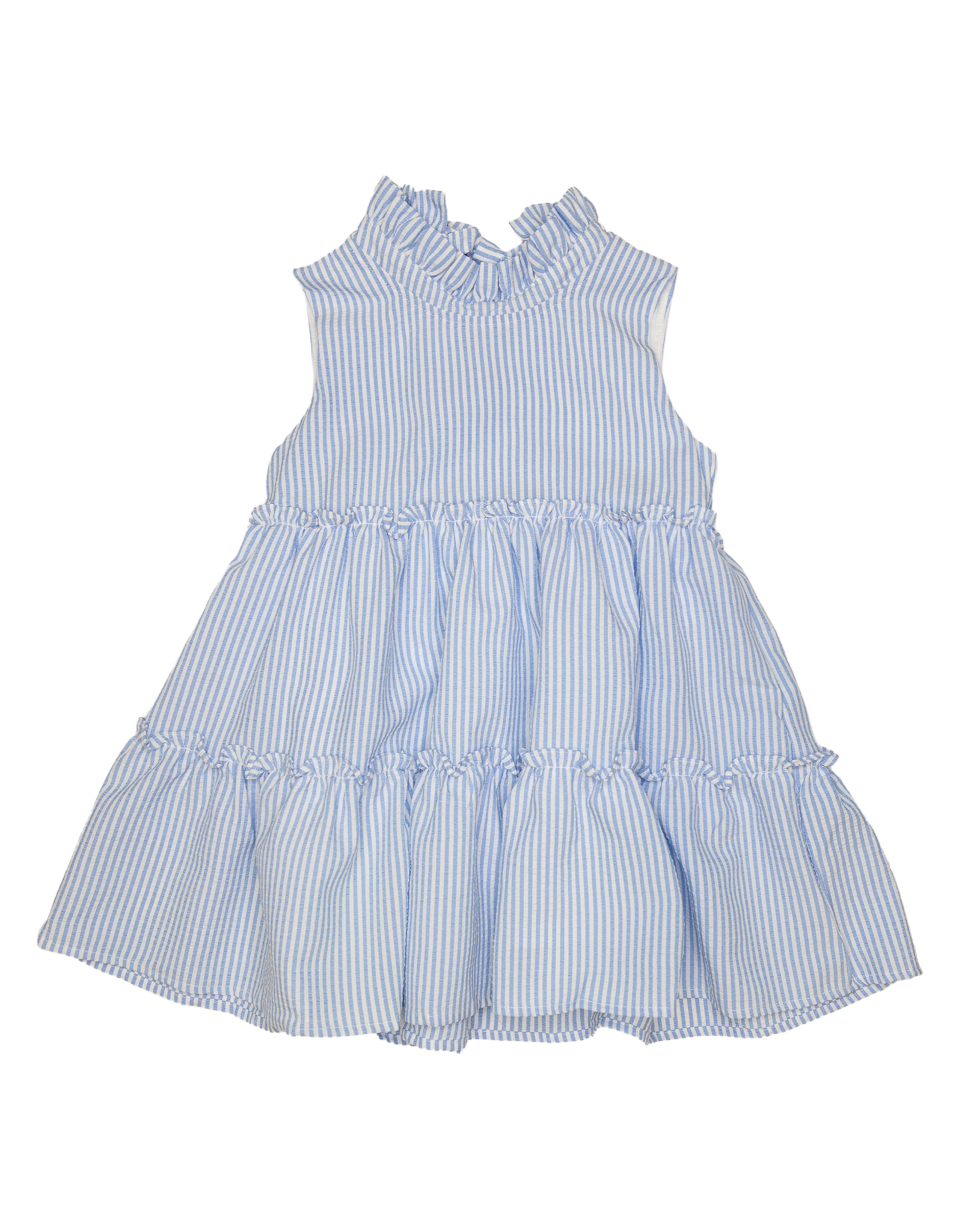 Lulu Bebe LB Natty Blue Stripe Tier Dress