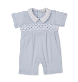 Kissy Kissy Smocked Short Playsuit Blue
