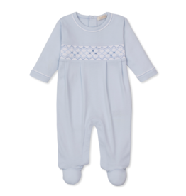 Kissy Kissy Smocked Footie Blue