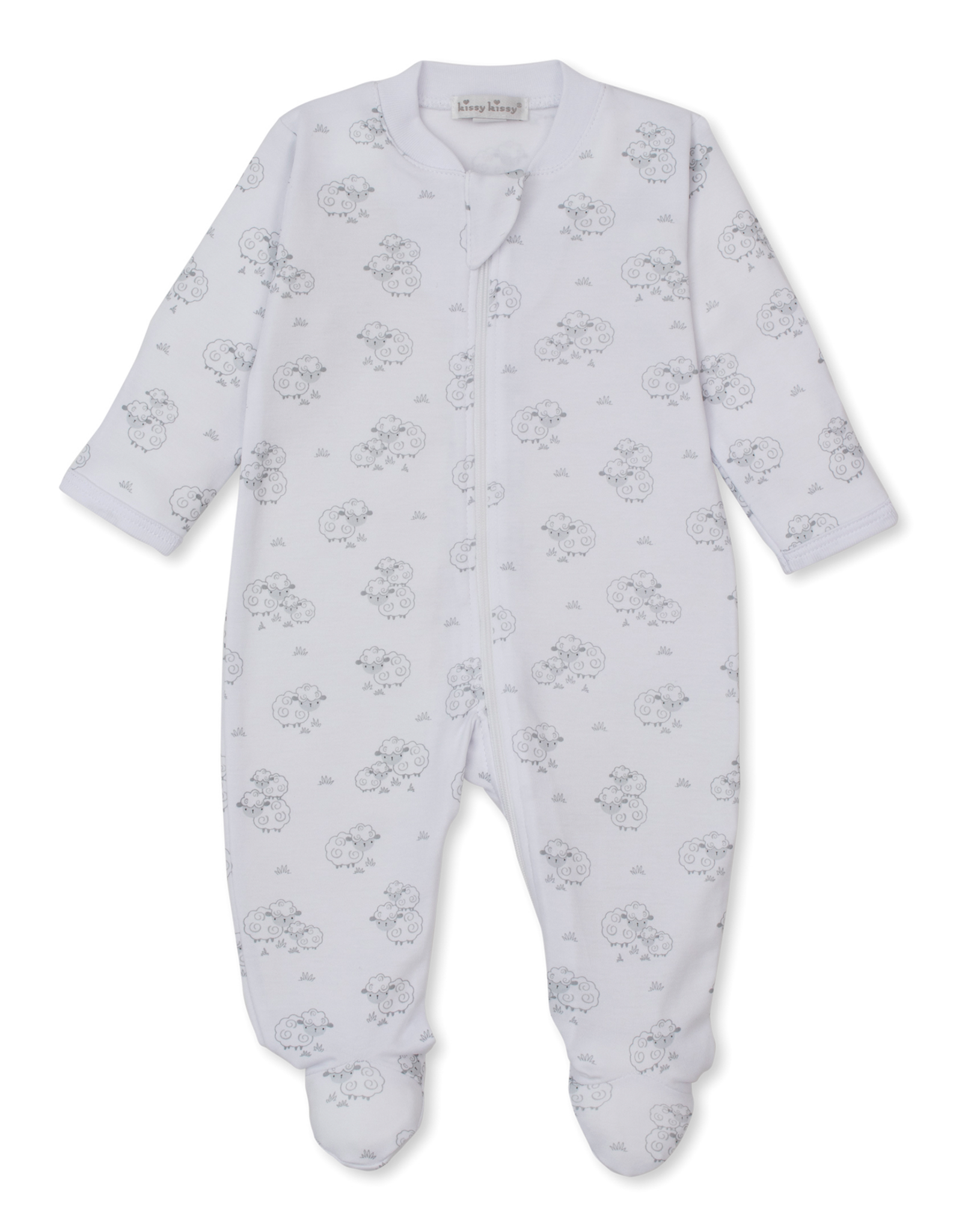 Kissy Kissy Sweet Sheep Zip Footie Silver