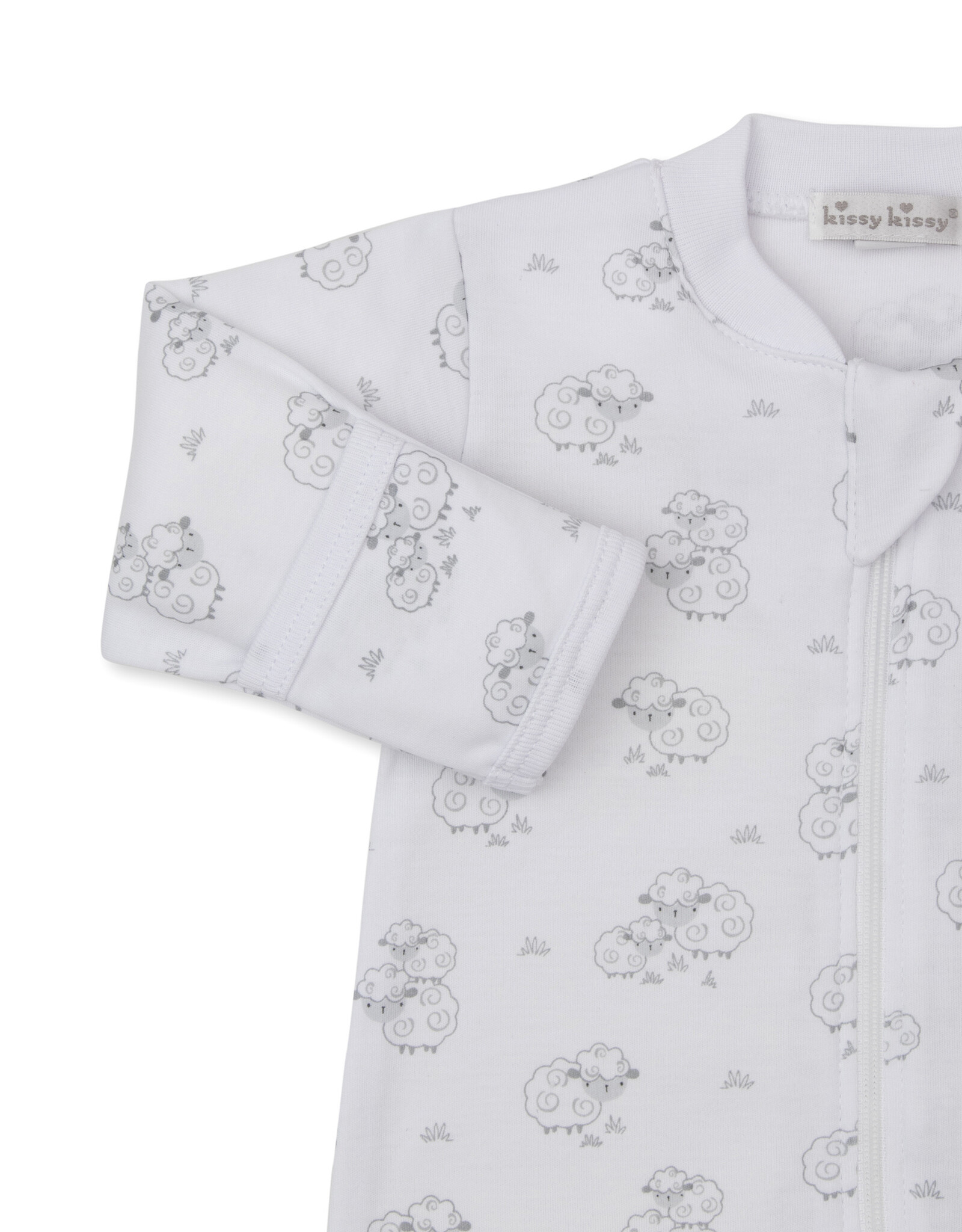 Kissy Kissy Sweet Sheep Zip Footie Silver