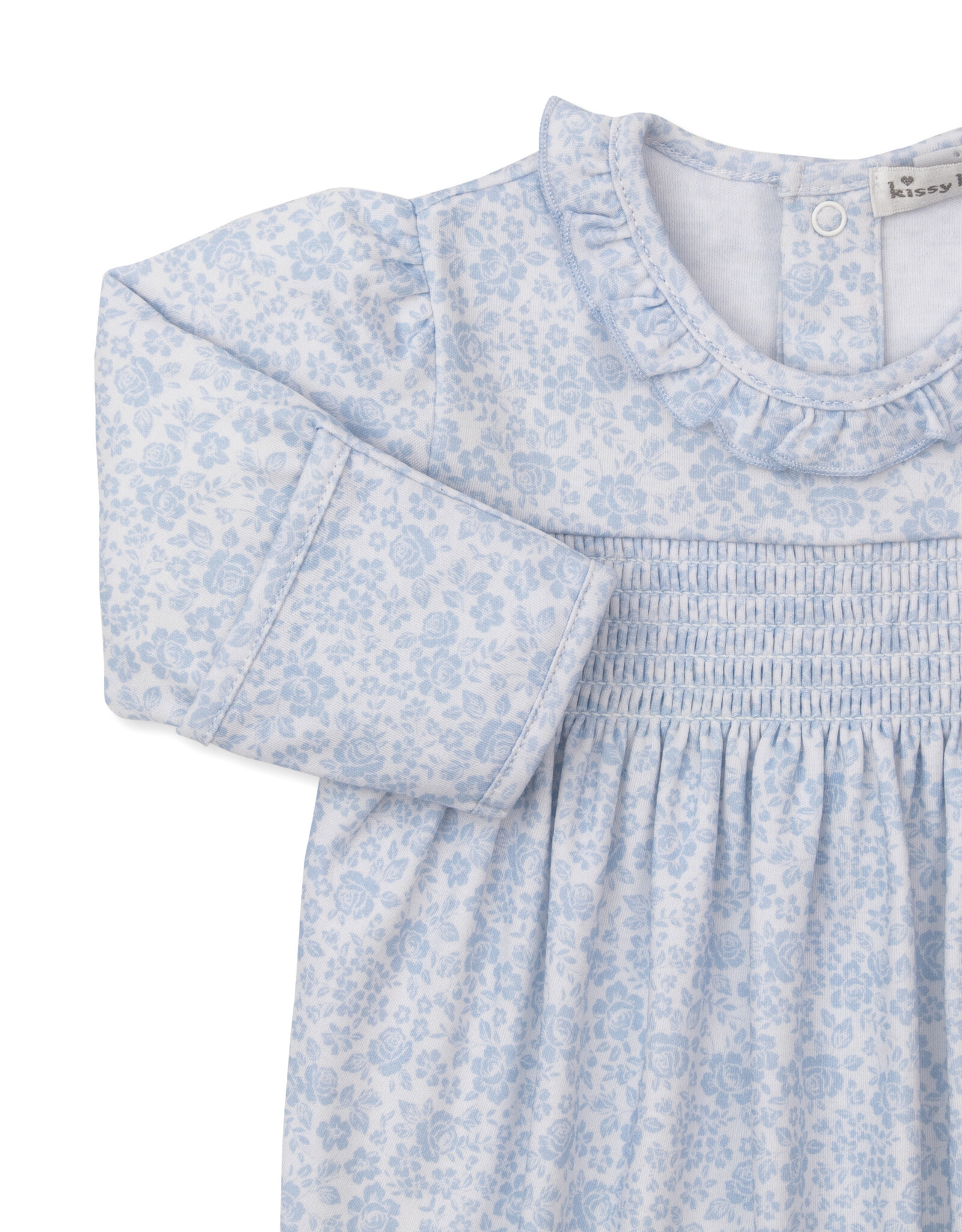 Kissy Kissy Country Gardens Smock Footie Blue
