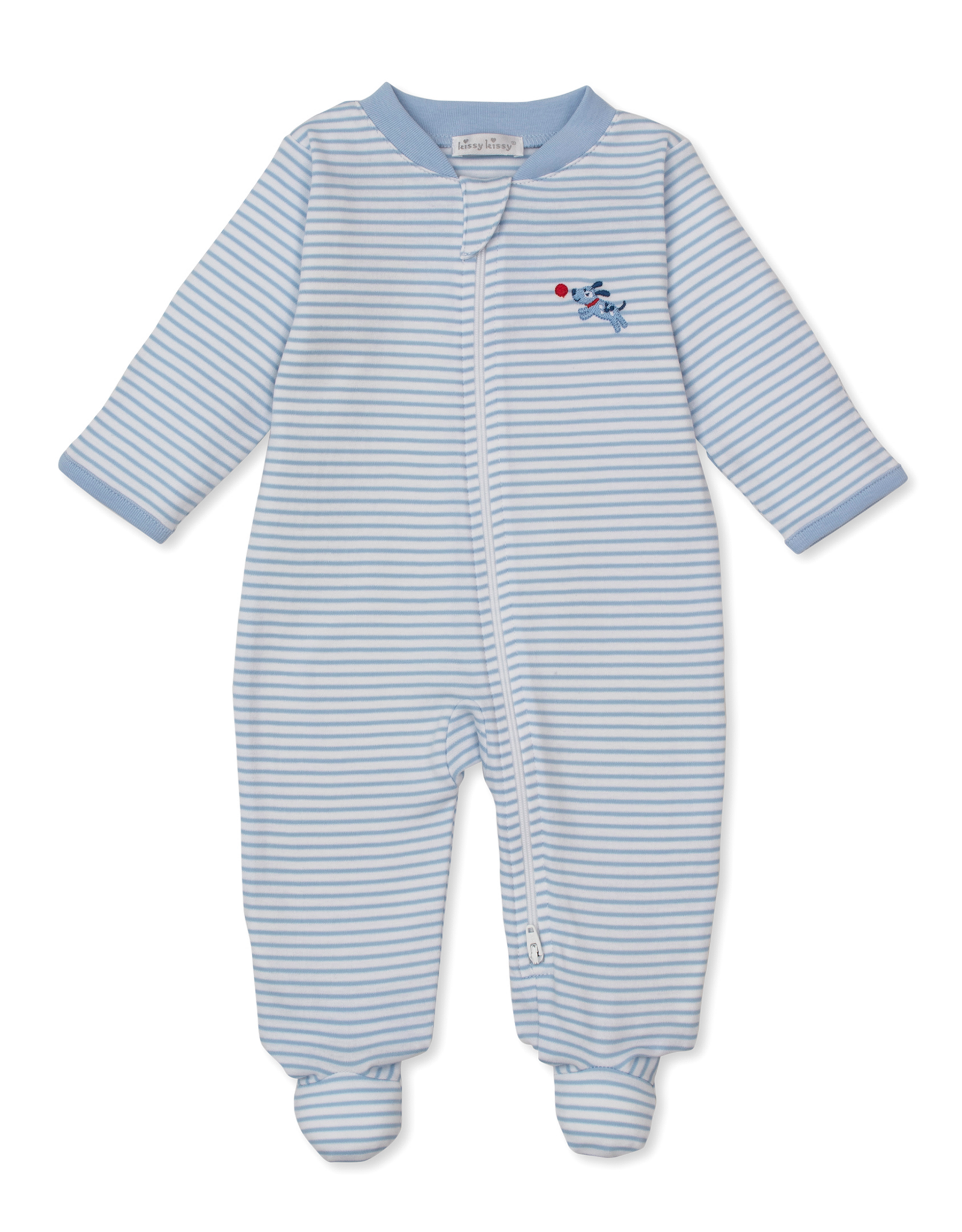 Kissy Kissy Puppy Patch Stripe Zip Footie