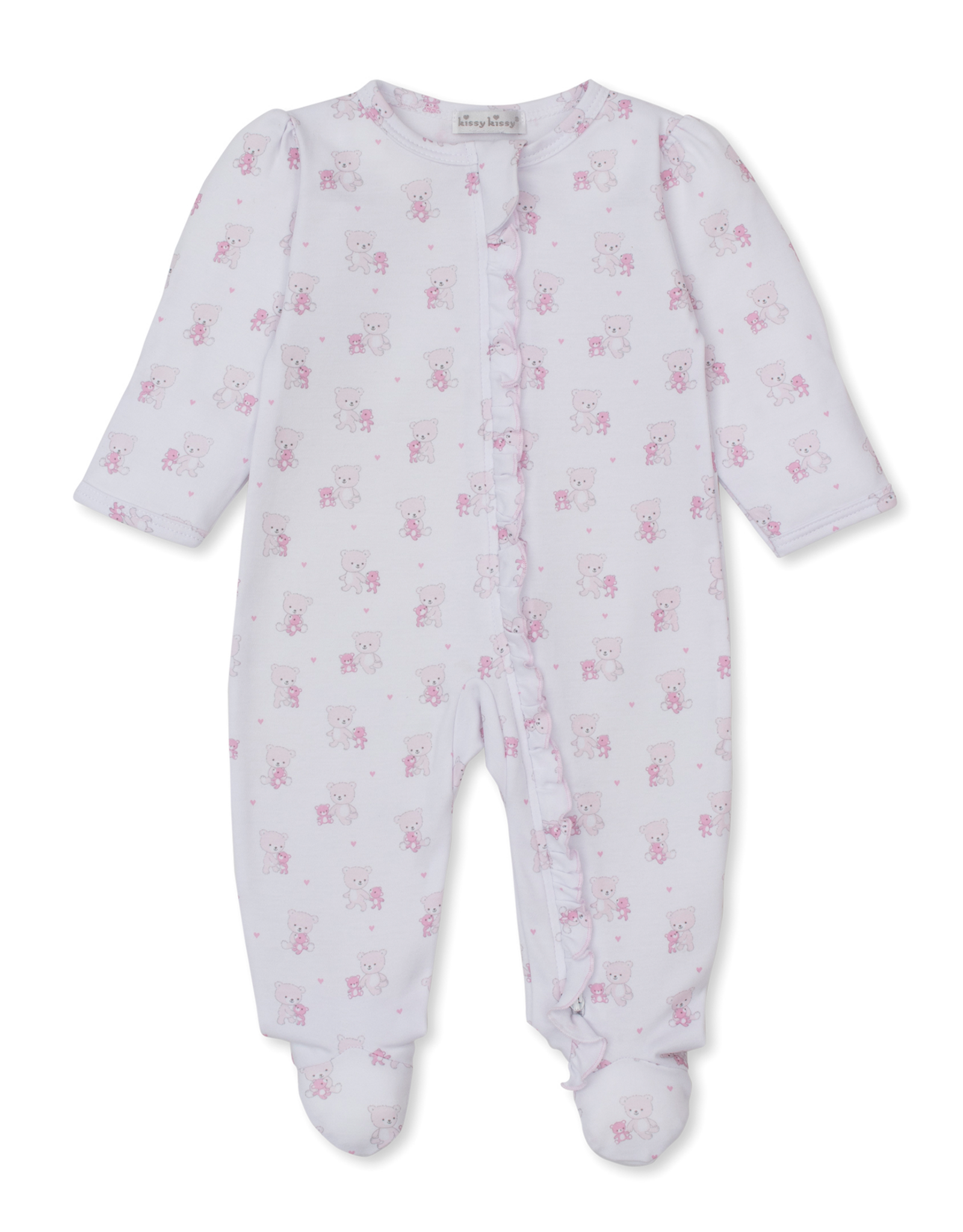 Kissy Kissy Teddy Bear Love Zip Footie Pink