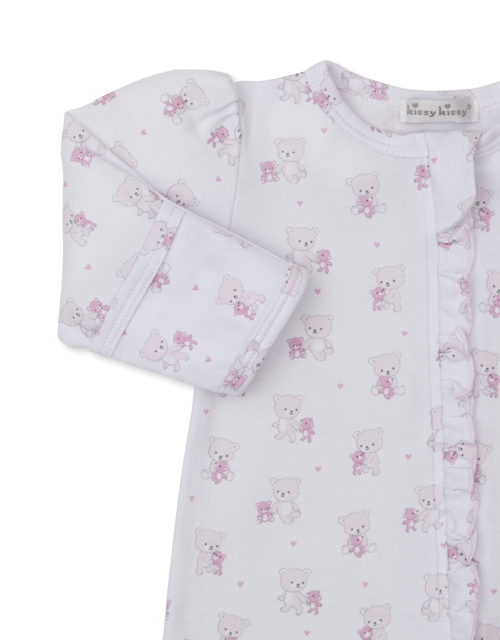 Kissy Kissy Teddy Bear Love Zip Footie Pink