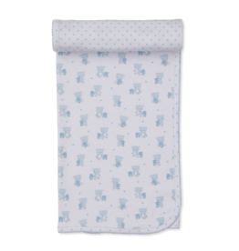Kissy Kissy Teddy Bear Love Blanket Blue
