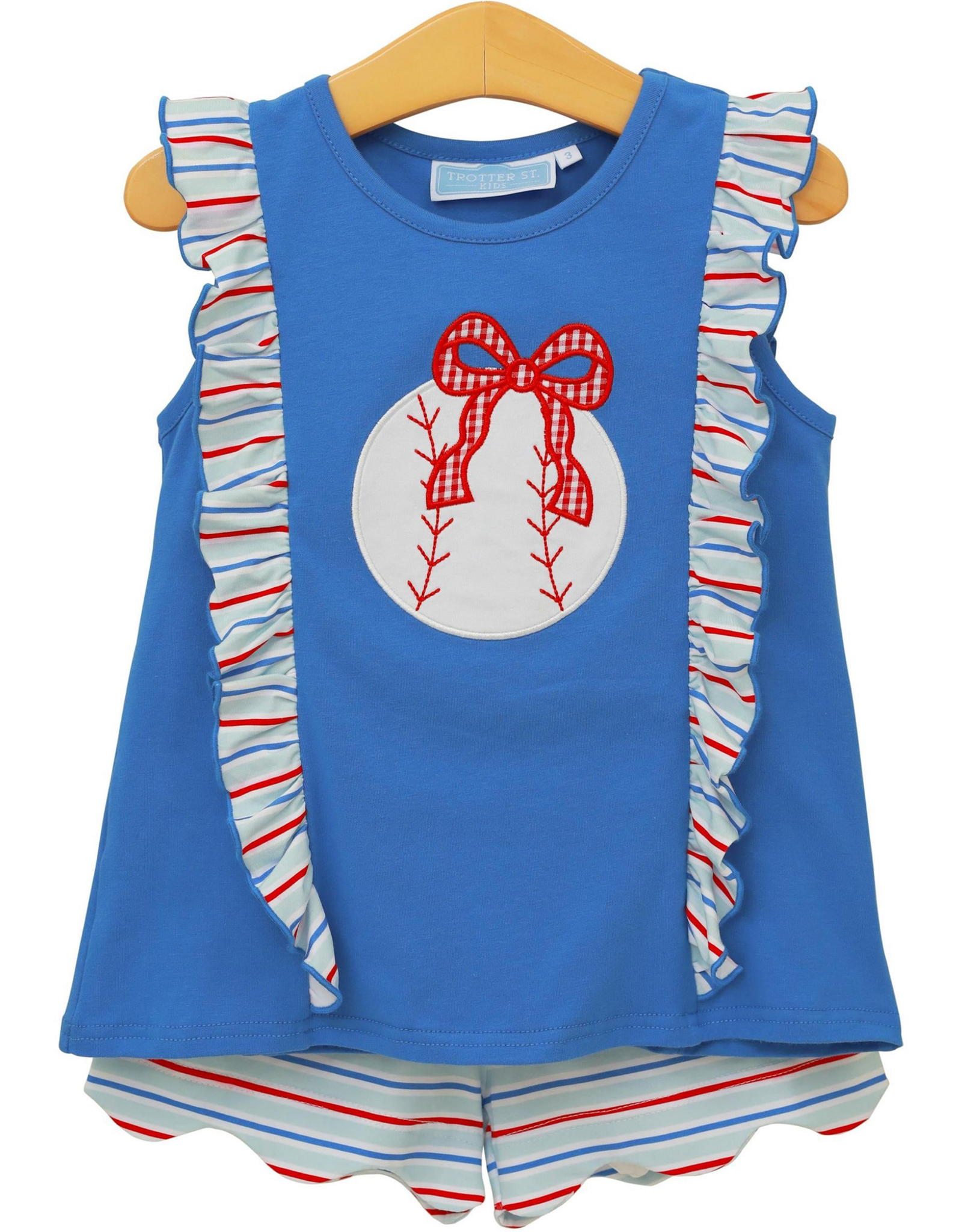Trotter Street Kids TSS26 Play Ball Ruffle Short Set