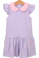 Trotter Street Kids TSS26 Genevieve Dress Lavender Stripe