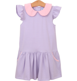 Trotter Street Kids (Size 8) Genevieve Dress Lavender Stripe