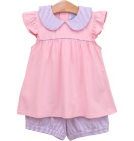 Trotter Street Kids Genevieve Banded Short Set Lavender Stripe