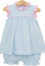 Trotter Street Kids TSS26 Meredith Bloomer Set Blue Gingham
