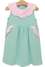 Trotter Street Kids TSS26 Penelope Dress Mint Stripe/Pink