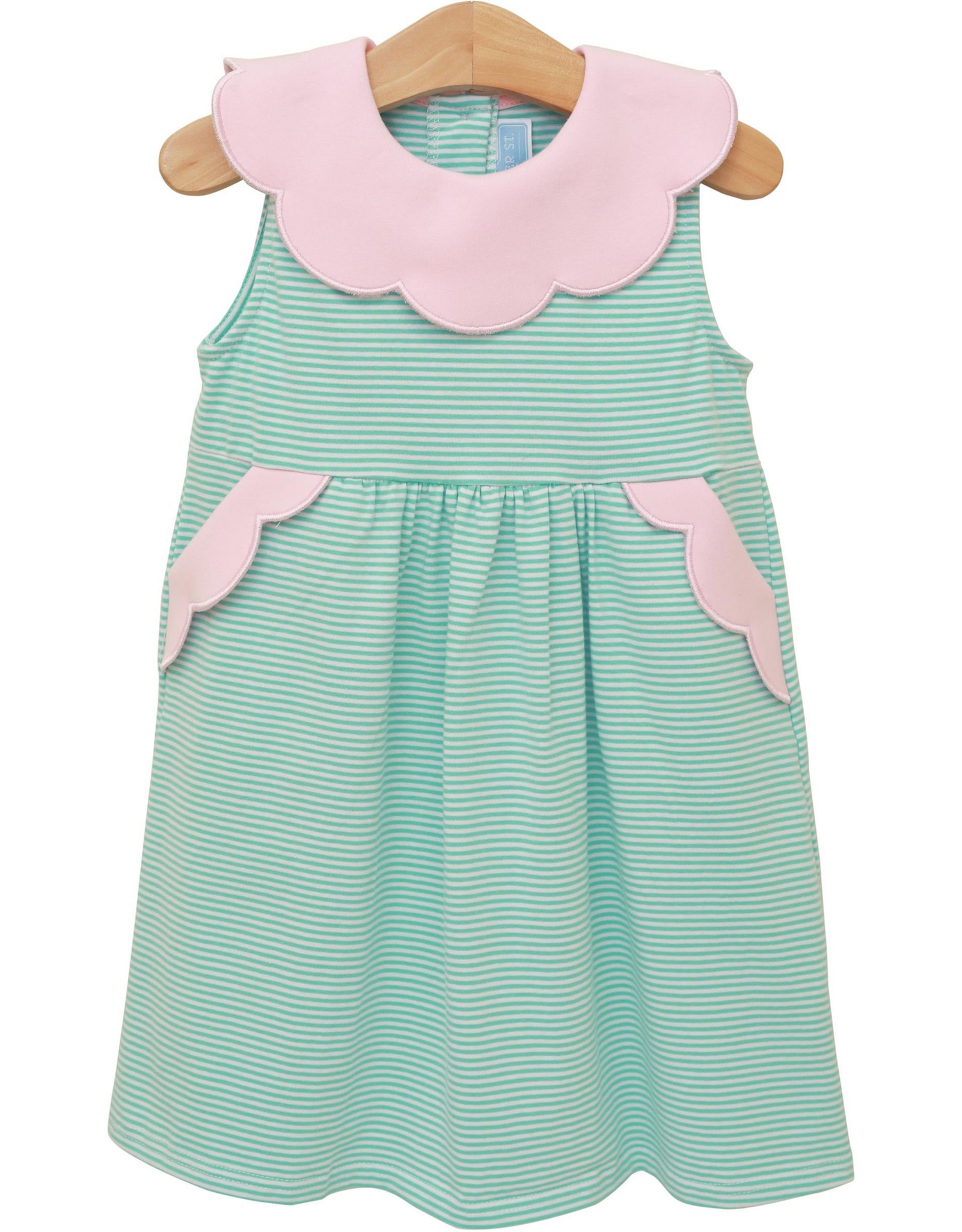 Trotter Street Kids TSS26 Penelope Dress Mint Stripe/Pink