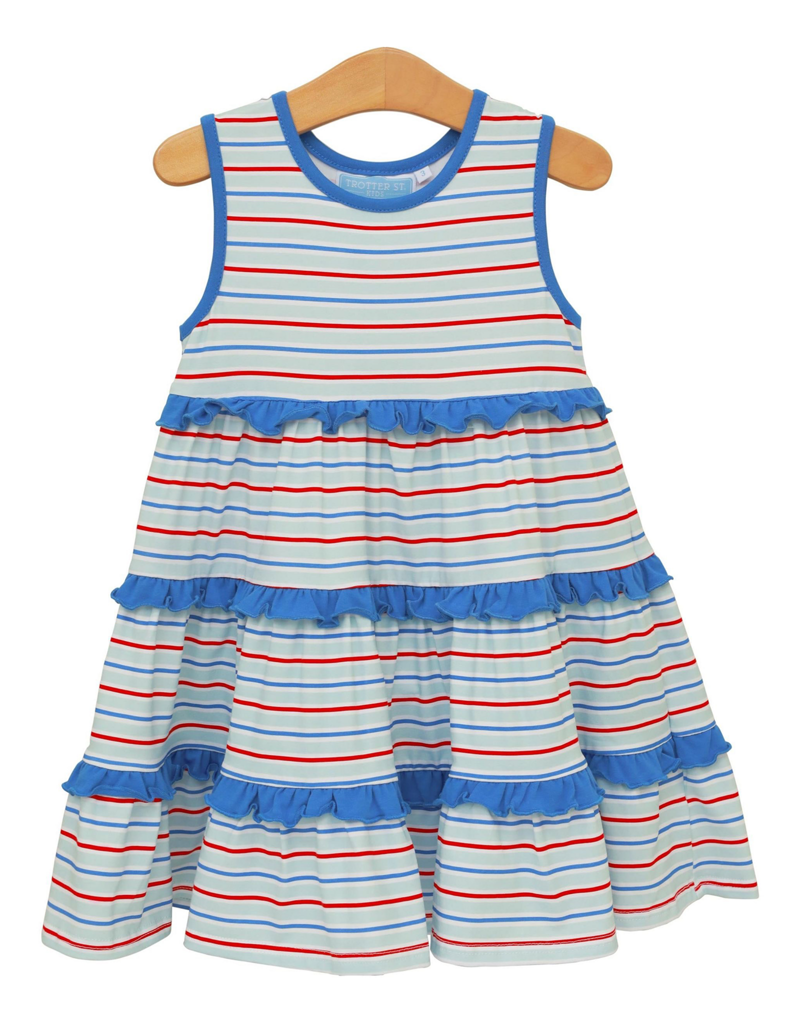 Trotter Street Kids TSS26 Tinsley Twirl Dress Patriotic Stripe
