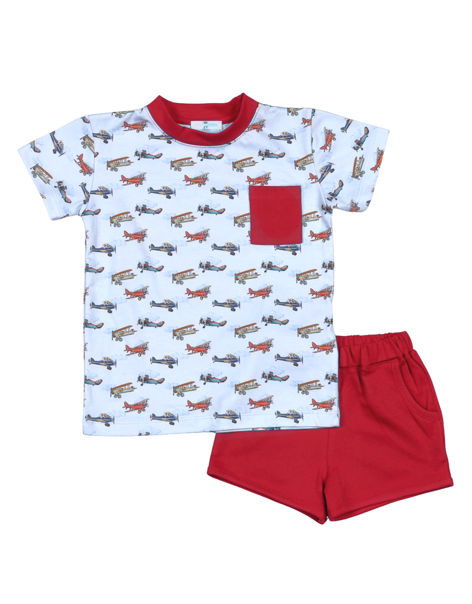 Baby Loren APL-021 Airplane Pima Short Set