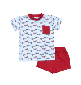 Baby Loren Airplane Pima Short Set