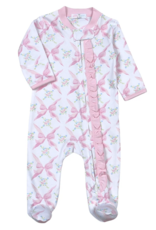 Baby Loren BOW-299 Pink Bows Zipper Footie