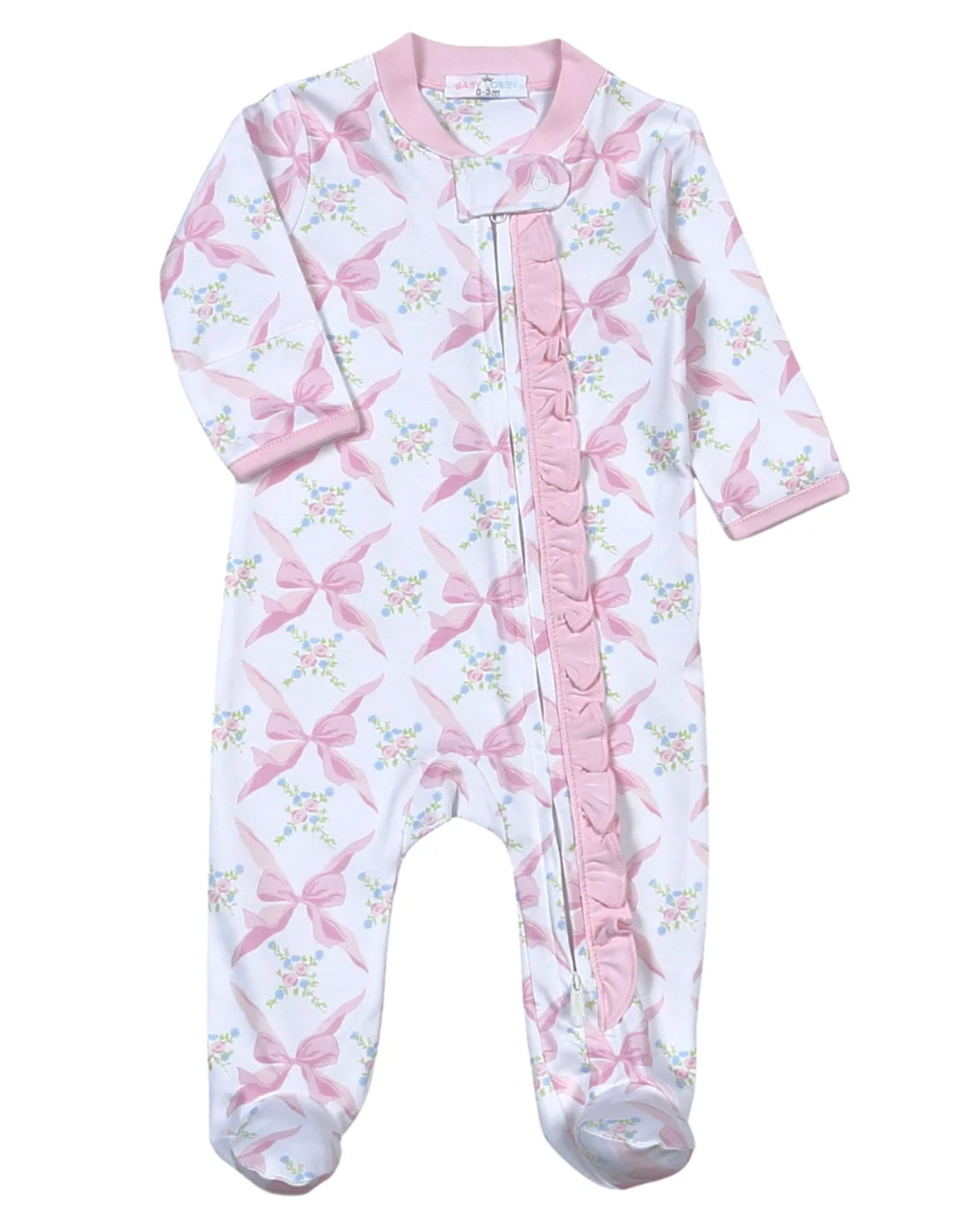 Baby Loren BOW-299 Pink Bows Zipper Footie