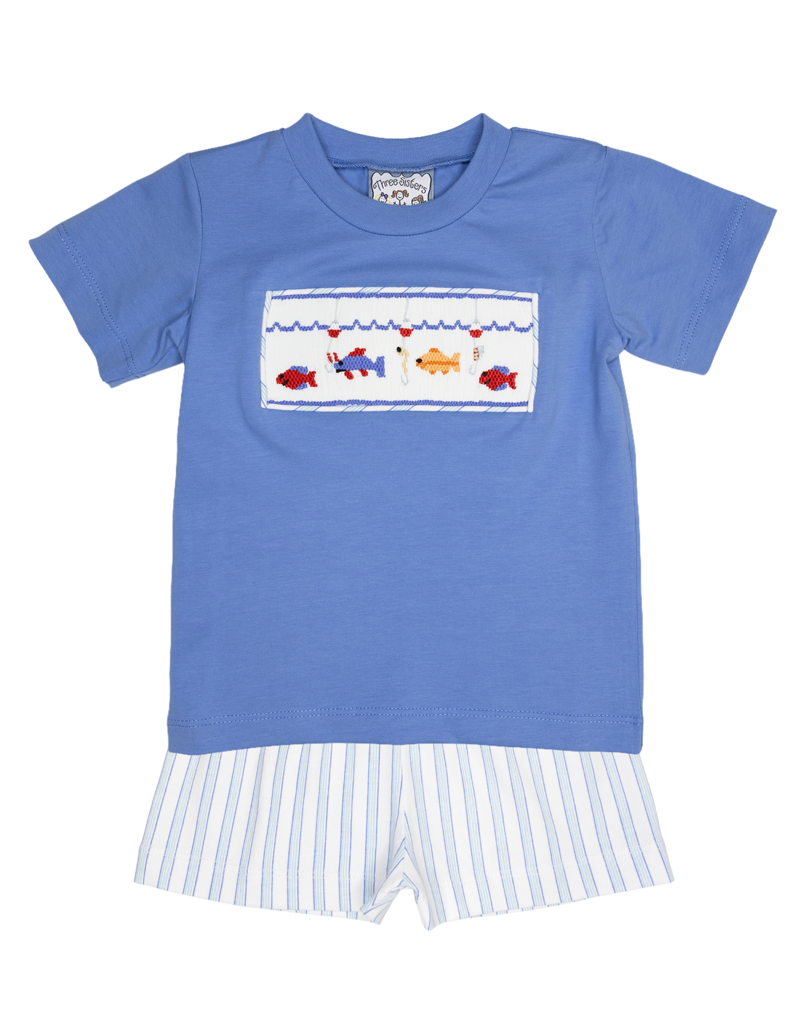 Three Sisters 727 Hooked on Fishing Smocked Short Set