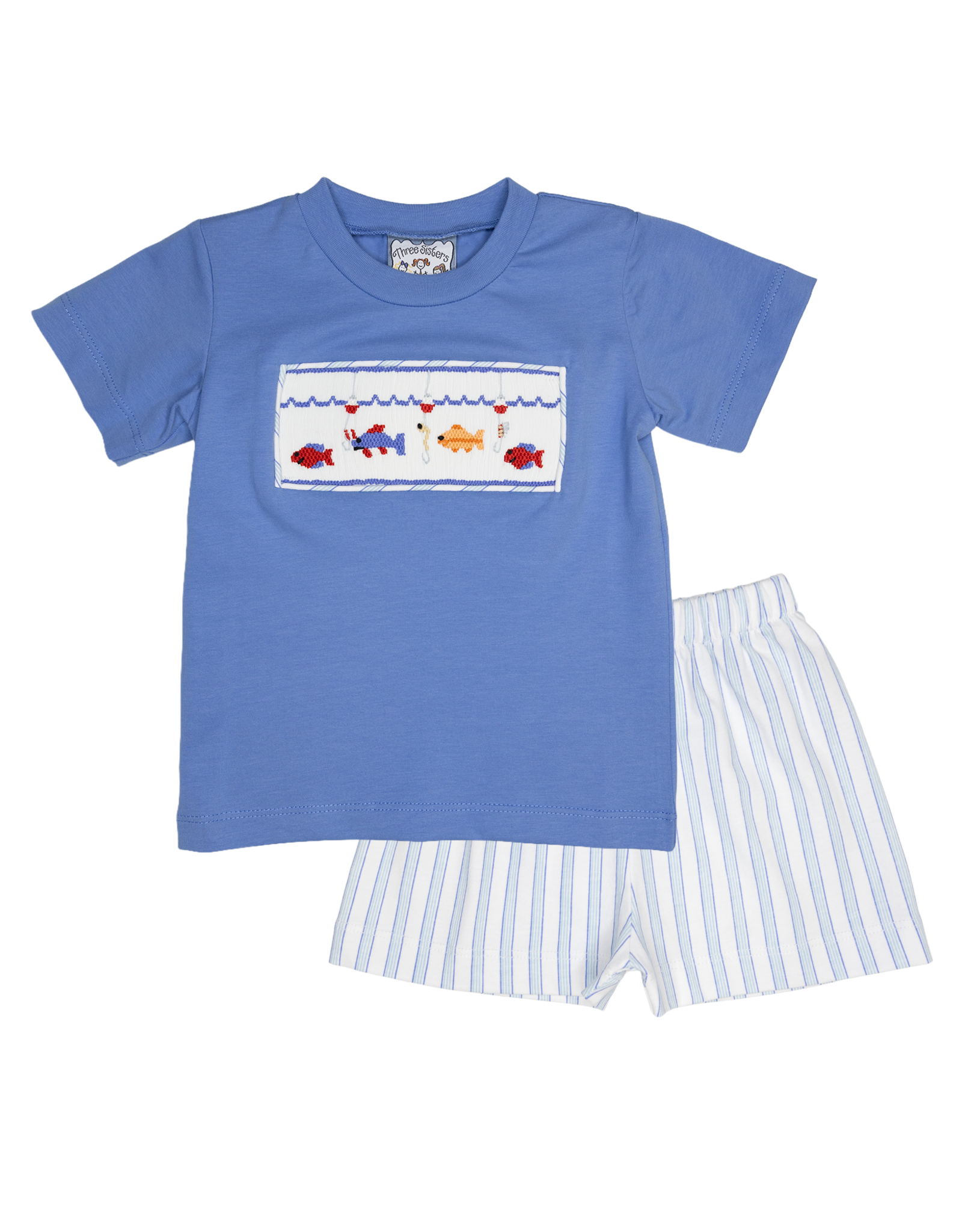 Three Sisters 727 Hooked on Fishing Smocked Short Set