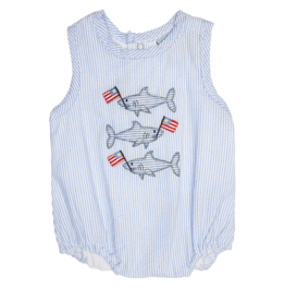 Three Sisters Patriotic Shark Boys Bubble 3 Month
