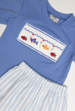 Three Sisters 727 Hooked on Fishing Smocked Short Set