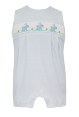 Petit Bebe 426K Bunny Boy Blue Knit Stripe Smocked Jon Jon