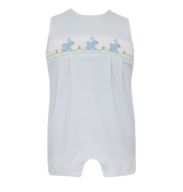 Petit Bebe Bunny Boy Blue Knit Stripe Smocked Jon Jon