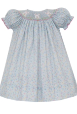 Petit Bebe 117A Bunny Face Blue Floral Bishop Dress