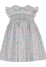 Petit Bebe 101D Caroline Pink/Blue Liberty Print Angel Wing Smocked Collar Dress