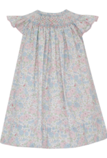 Petit Bebe 101B Caroline Pink/Blue Liberty Print Angel Wing Smocked Bishop Dress