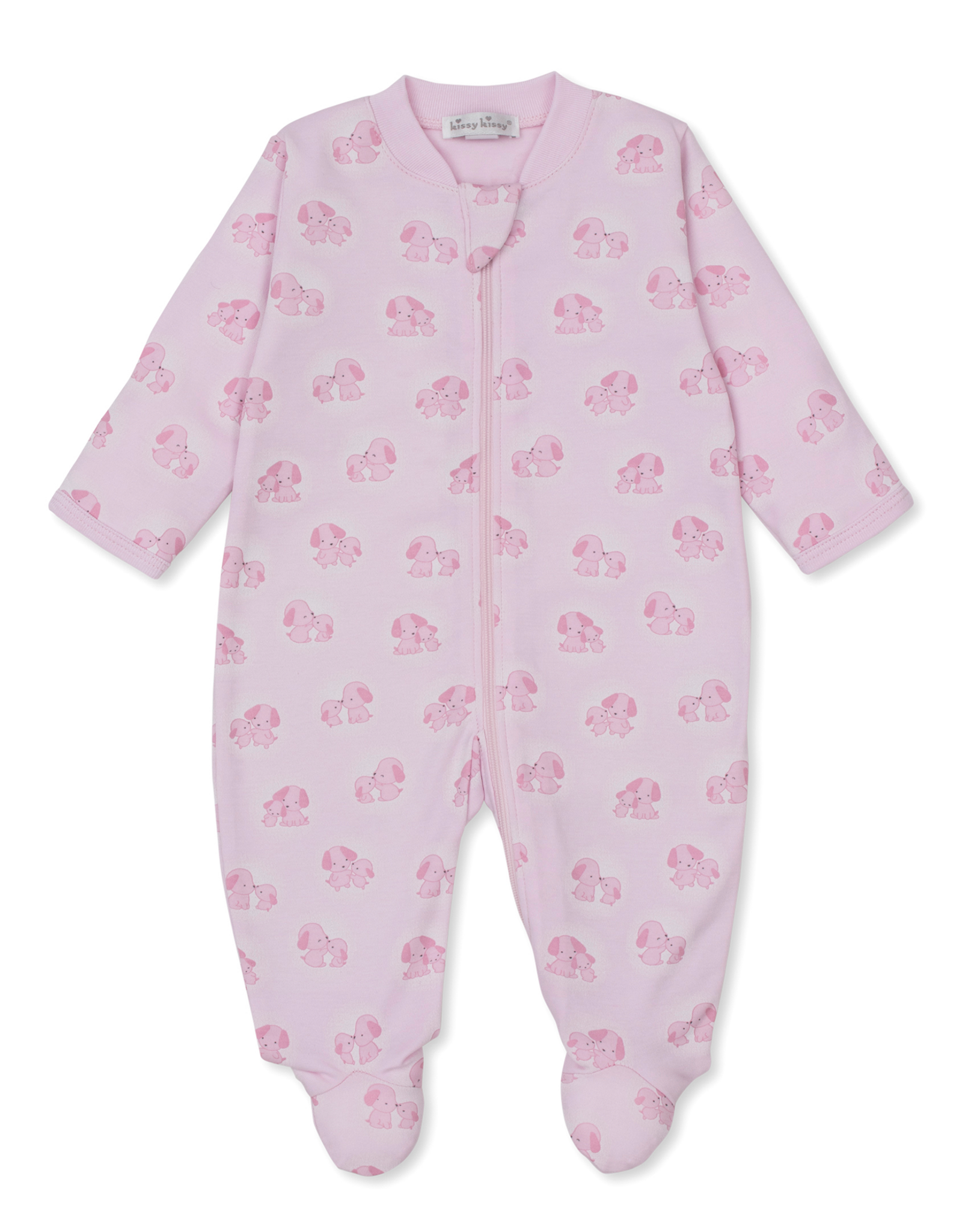 Kissy Kissy Puppy Family Zip Footie Pink