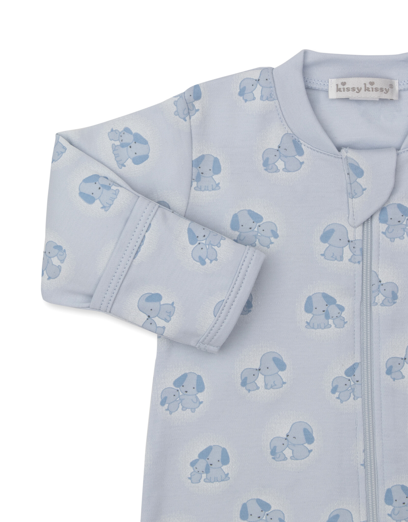 Kissy Kissy Puppy Family Zip Footie Blue