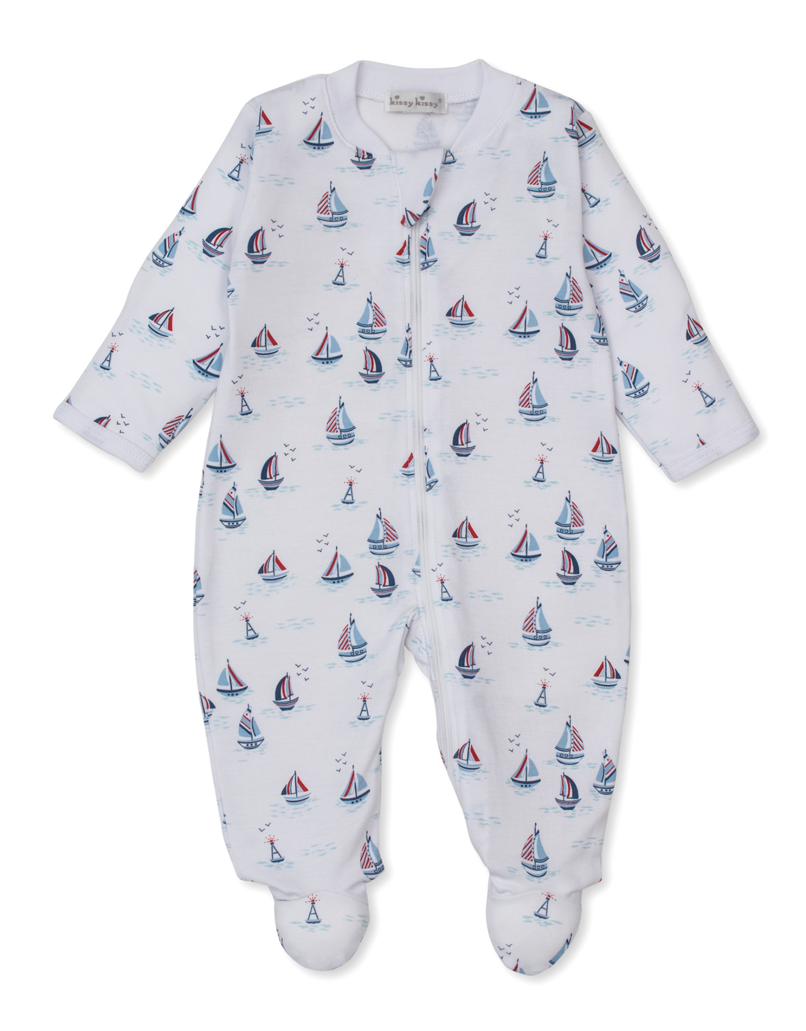 Kissy Kissy Red, White, Blue Regatta  Zip Footie
