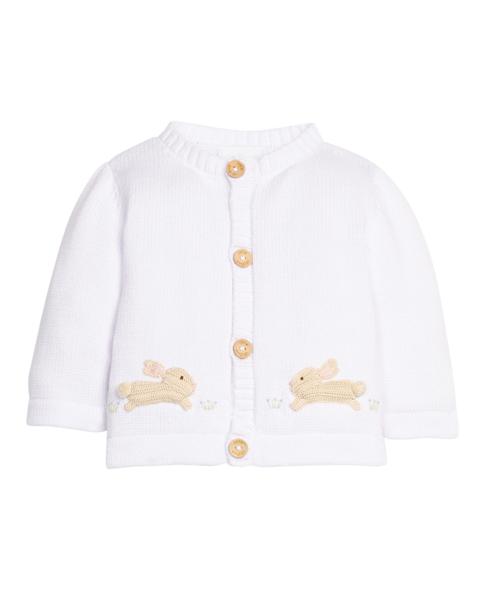 Little English LE Crochet Cardigan Sweater White Bunny