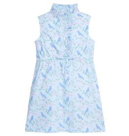 Little English Sleeveless Ruffle Shirt Dress Cherry Blossoms