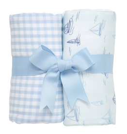 3 Marthas 2 Burp Set Blue Sailboat