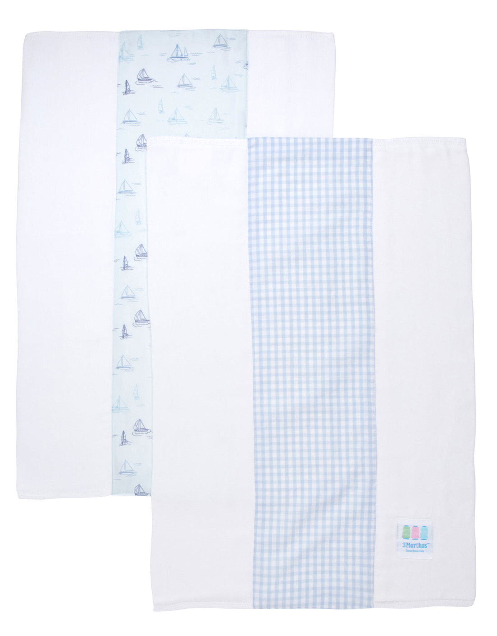 3 Marthas 3M 2 Burp Set 193-132 Blue Sailboat