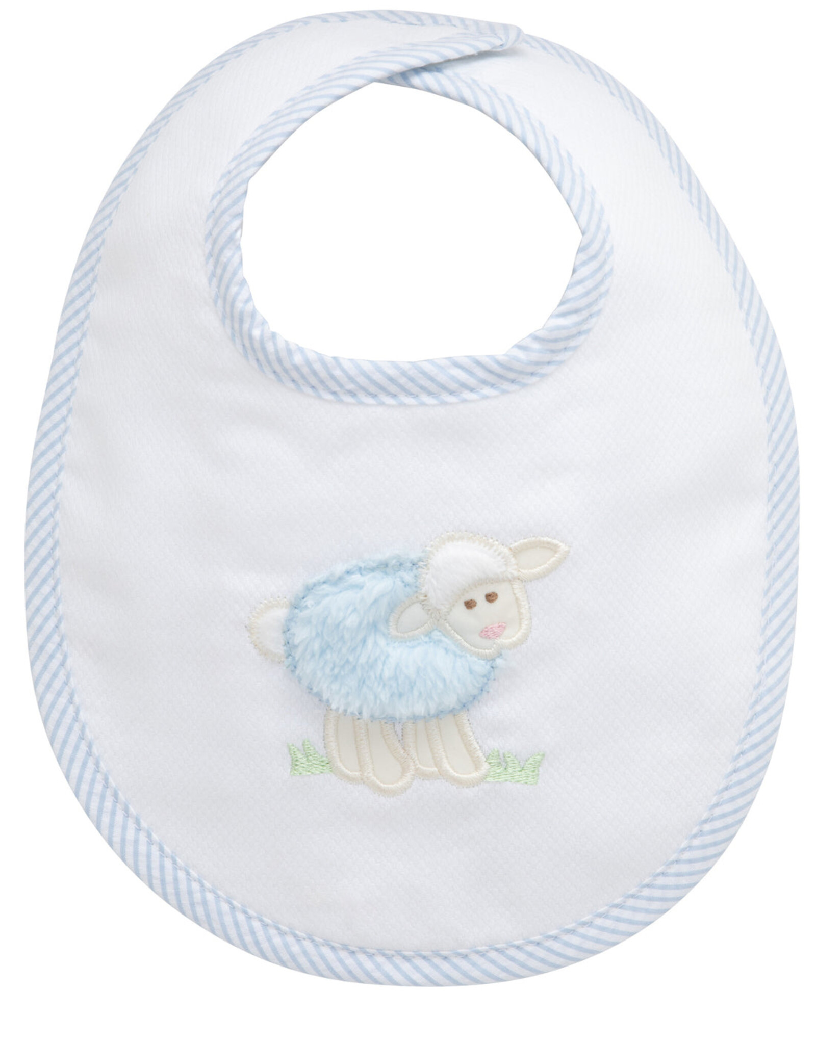 3 Marthas 3M medium appliqued bib blue lamb