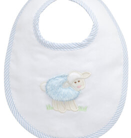 3 Marthas medium appliqued bib blue lamb